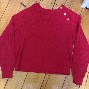 J. Crew Red Sweater with Gold Buttons